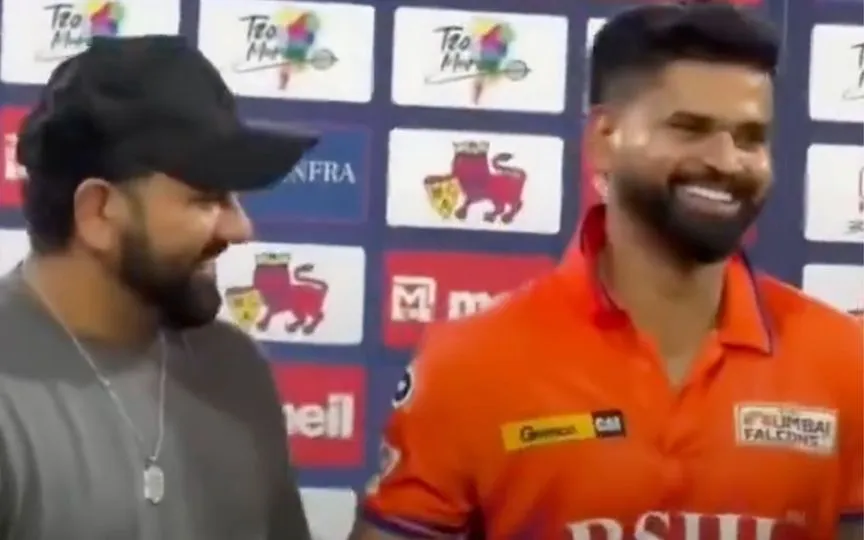 Rohit Sharma spotted with Shreyas Iyer [Source: @rushiii_12/X.com]
